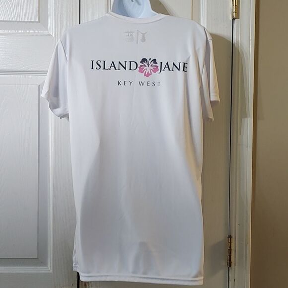 Tunaskin Island Jane Key West white hibiscus short sleeve top   Sz XL NWOT - Picture 3 of 4